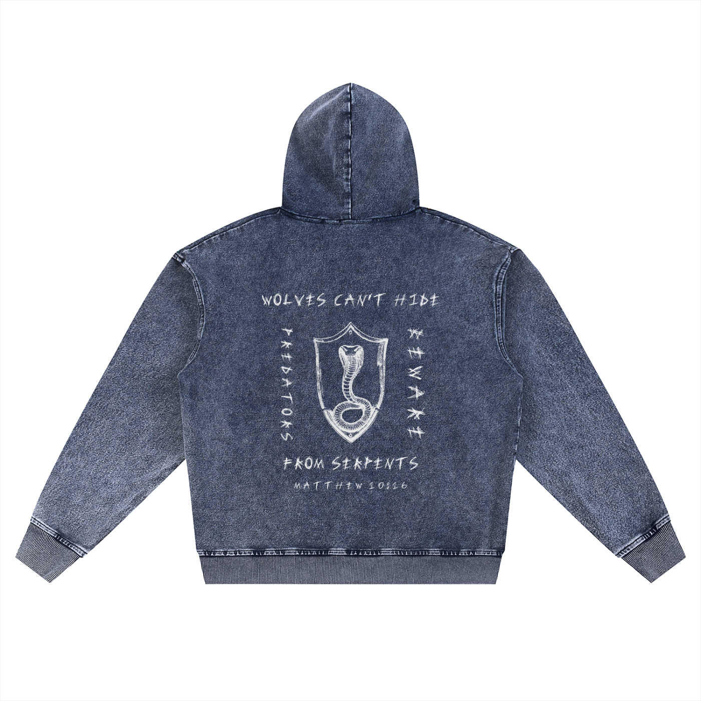 WOLVES CAN'T HIDE - SNOW WASHED ZIP HOODIE