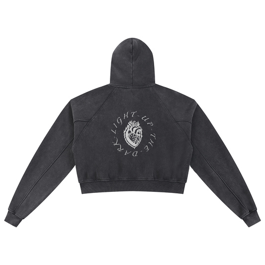 LIGHT UP THE DARK - WOMEN'S SNOW WASHED CROP HOODIE