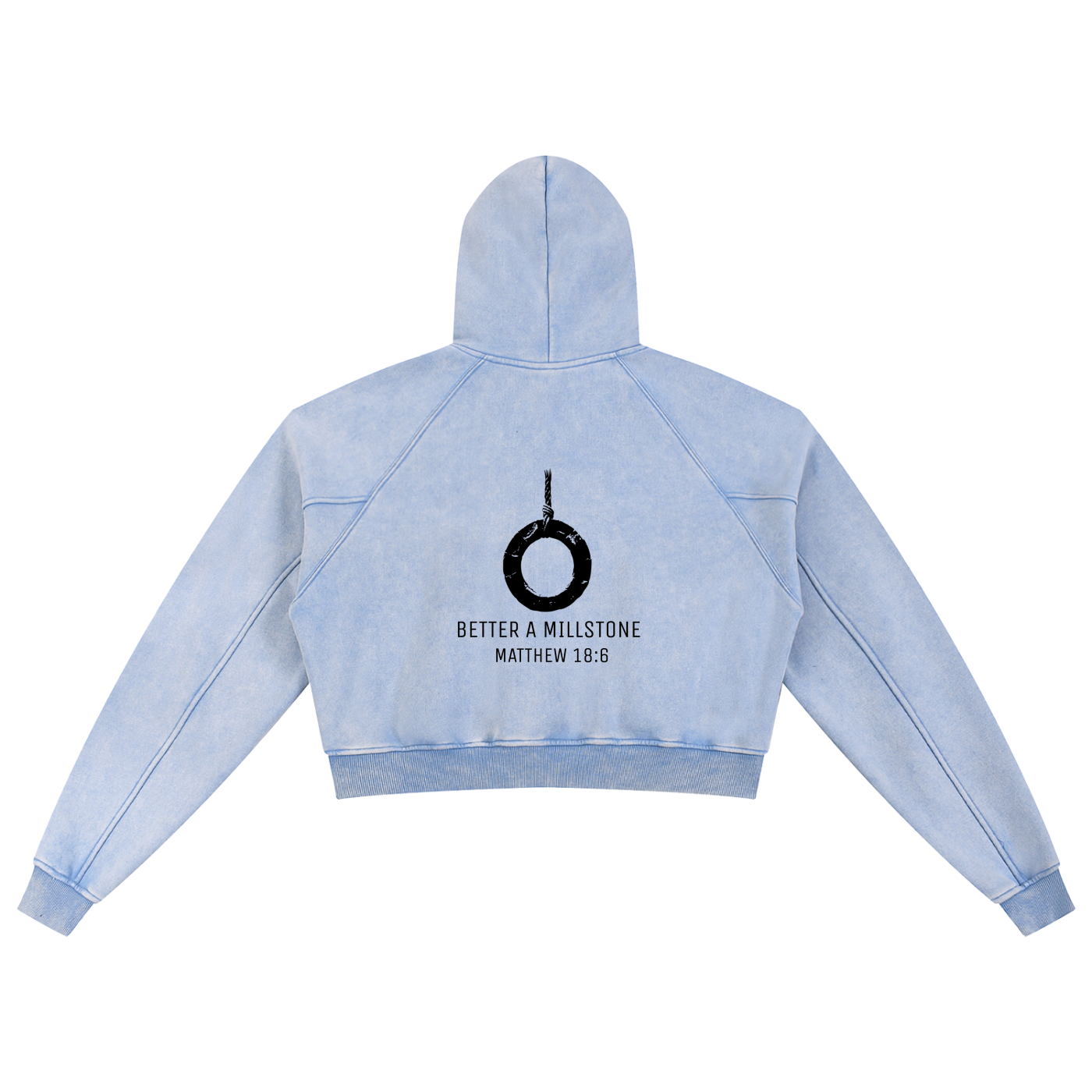 better a millstone - Snow Washed Cropped Hoodie