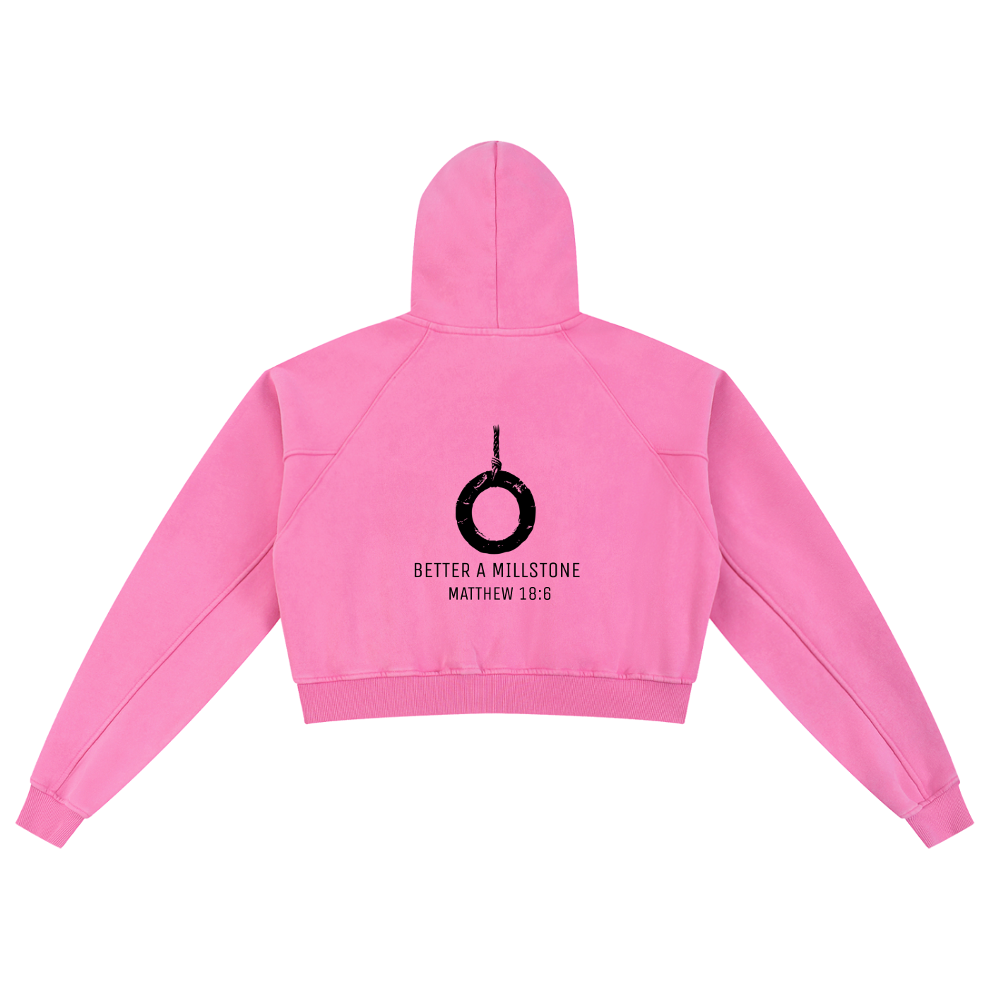 better a millstone - Snow Washed Cropped Hoodie
