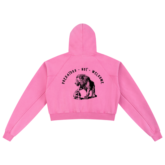predators not welcome - Snow Washed Cropped Hoodie