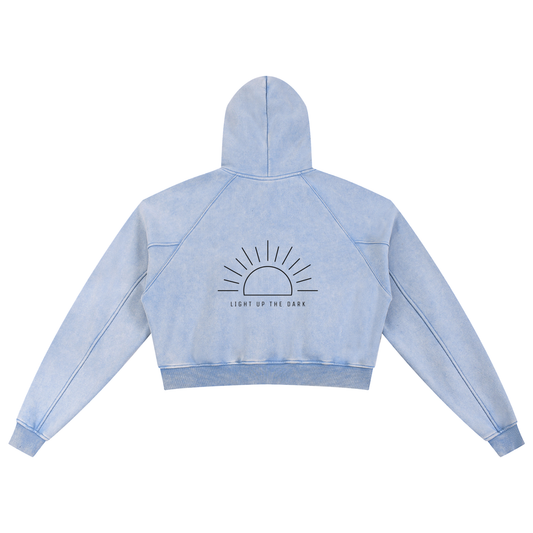 light up the dark - Snow Washed Cropped Hoodie