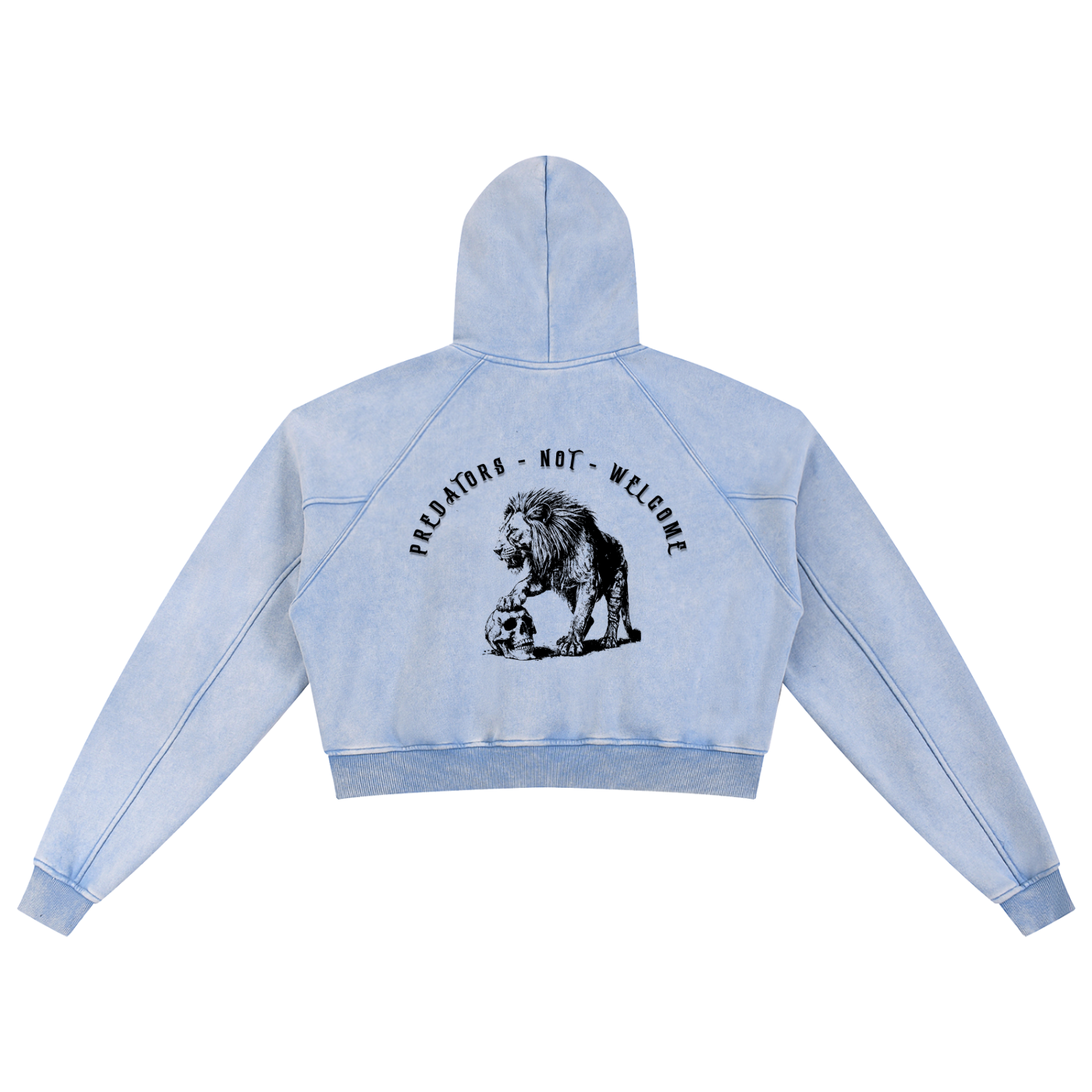 predators not welcome - Snow Washed Cropped Hoodie