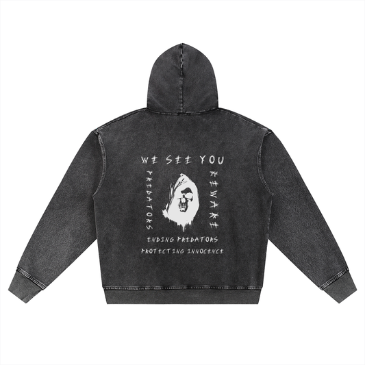 WE SEE YOU - SNOW WASHED ZIP HOODIE