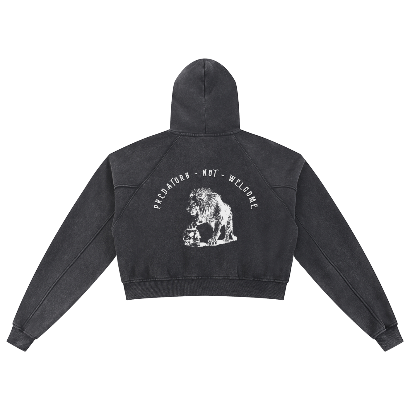 predators not welcome - Snow Washed Cropped Hoodie