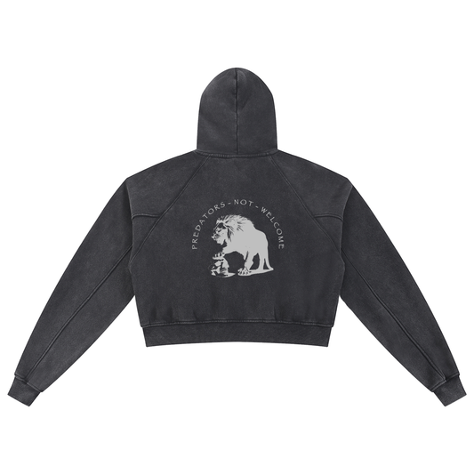 PREDATORS NOT WELCOME - WOMEN'S SNOW WASHED CROP HOODIE