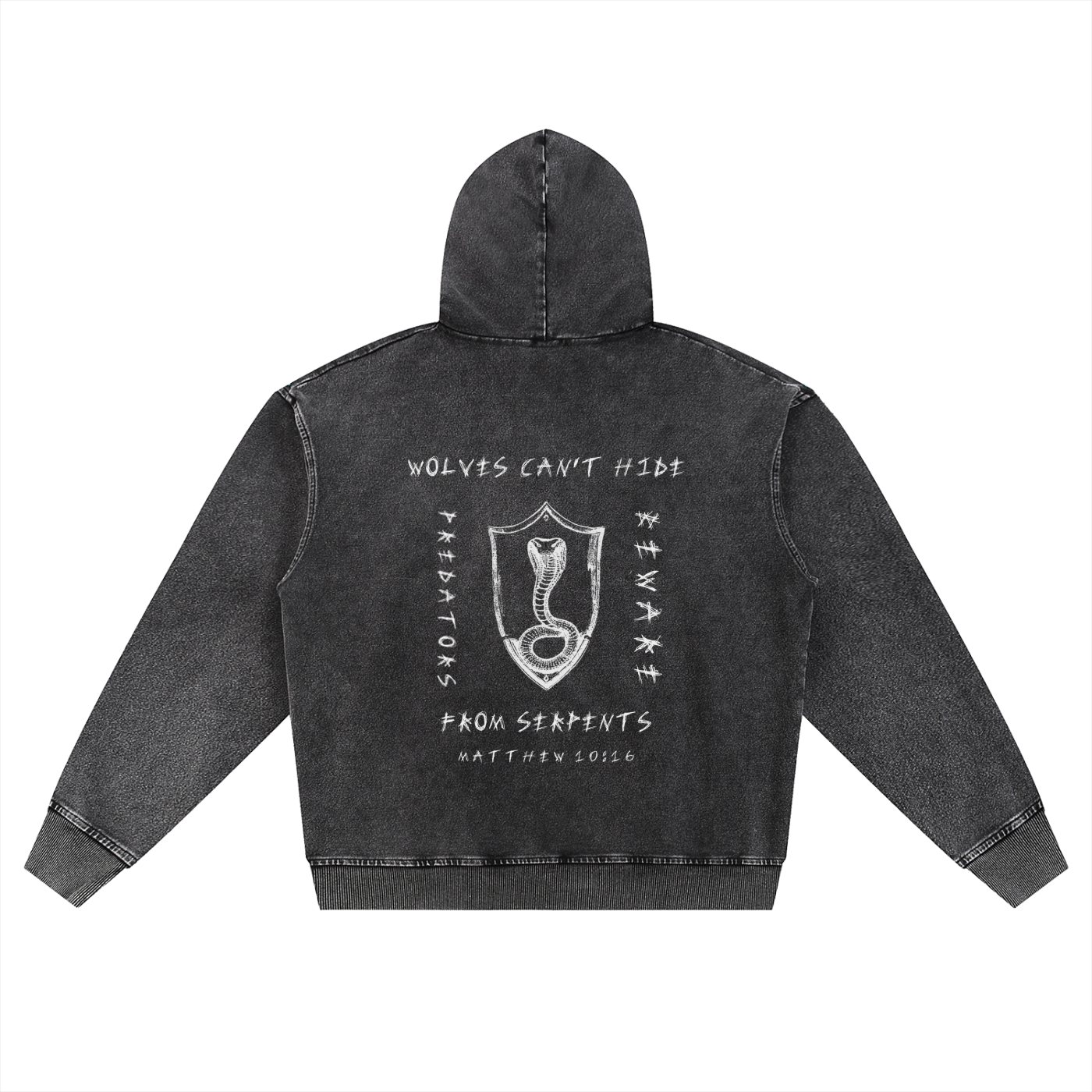 WOLVES CAN'T HIDE - SNOW WASHED ZIP HOODIE