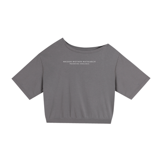 Maiden, Mother, Matriarch - Preserving Innocence  - Minimalist DROP SHOULDER CROP TEE