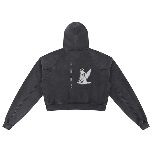 WE ARE THE WALL - WOMEN'S SNOW WASHED CROP HOODIE