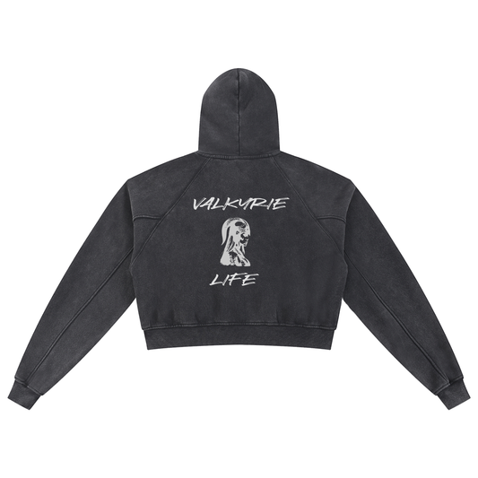 VALKYRIE LIFE - WOMEN'S SNOW WASHED CROP HOODIE