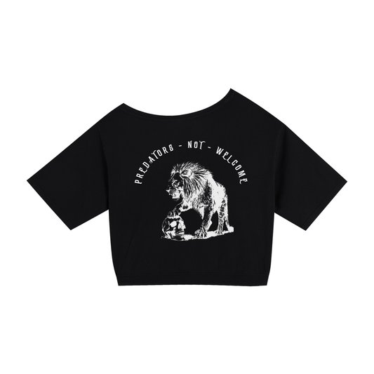 predators not welcome - DROP SHOULDER CROP TEE