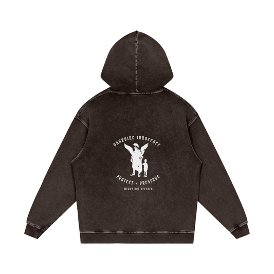 Guarding innocence - pull over snow washed hoodie